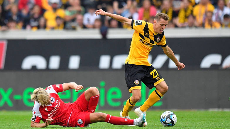 Dynamos Bester: Niklas Hauptmann ist beim 3:1 gegen Bielefeld der Unterschiedspieler auf dem Platz - und Torschütze des entscheidenden Treffers.