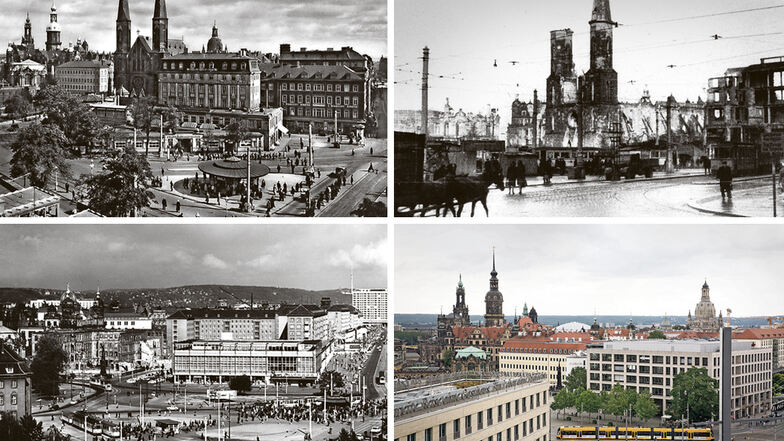 Der Postplatz in Dresden von ca. 1935 bis heute.