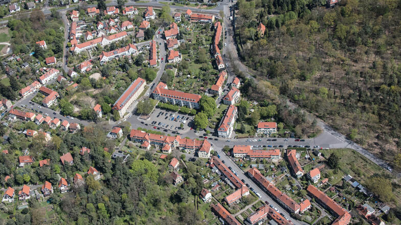 Blick auf Hellerau - seit Anfang des 20. Jahrhunderts eine der fortschrittlichsten Siedlungen in sozialer, wirtschaftlicher, künstlerischer und ökologischer Form gewesen, nun ein aussichtsreicher sächsischer Bewerber für den Titel Unesco-Weltkulturerbe.