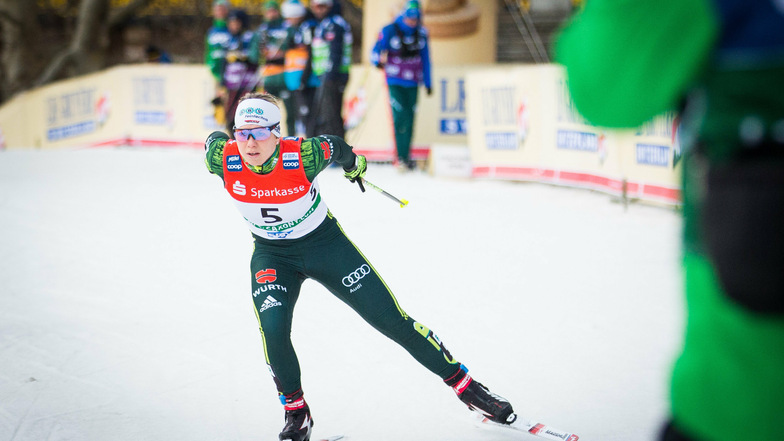 Langläuferin Nadine Herrmann beim Sprint am Elbufer im Januar dieses Jahres.