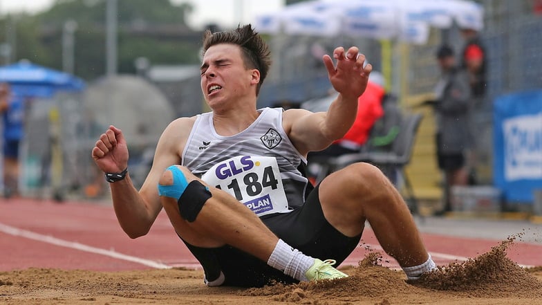 Holte bei der Deutschen Meisterschaft Bronze im Dreisprung: Maximilian Skarke aus Döbeln.