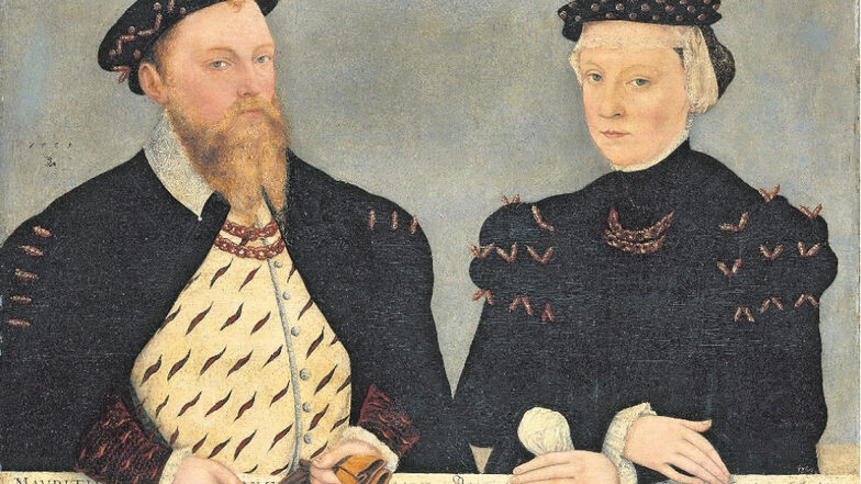 Liebe mit Hindernissen: Weil seine Eltern gegen die Verbindung waren, verlobten sich Moritz und Agnes heimlich. 1559 malte Lucas Cranach der Jüngere das Kurfürstenpaar.