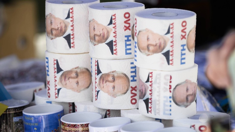Toilettenpapier mit Putins Gesicht gibt es in Kiew zu kaufen.