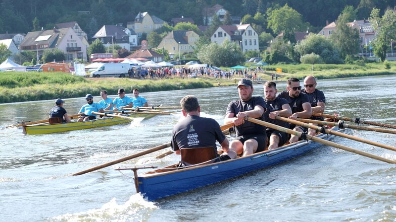 Finallauf der Neptun-Freunde: Vorn im Bild das Winzerteam, welches den 2. Platz belegte. Das Team von Autohaus Lassotta (dahinter) wurde Sieger.