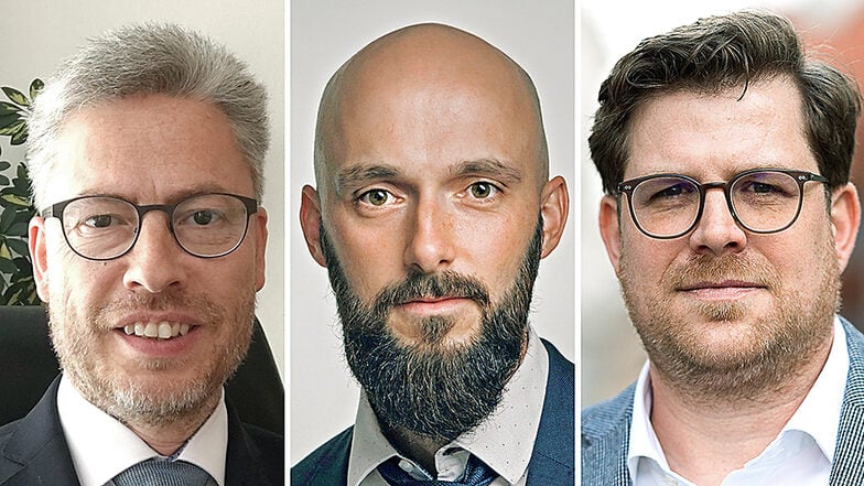 Von links: Ulf Hüttig, Tom Lehnert und Benedikt Hummel wollen Bürgermeister in Görlitz werden.