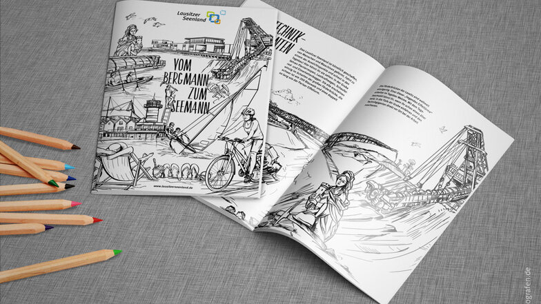 Das Malbuch „Vom Bergmann zum Seemann“ verteilt der Tourismusverband Lausitzer Seenland in den Grundschulen im Verbandsgebiet und an die familienfreundlichen Gastgeber und Tourismusanbieter im Lausitzer Seenland.