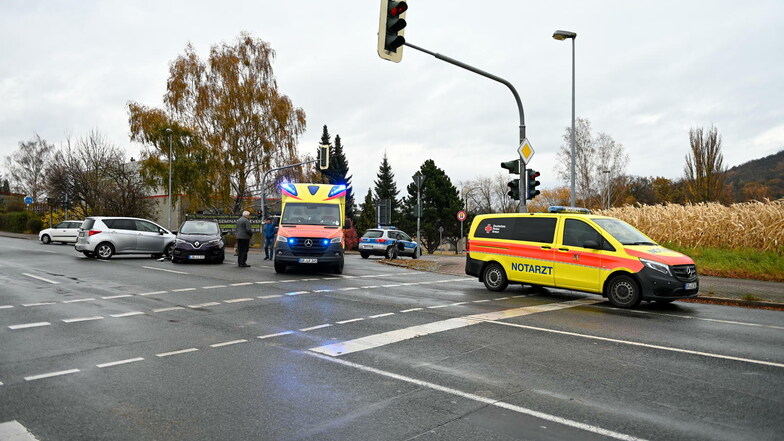 Der Unfall am Sonntag an der Kreuzung Rumburger Straße in Löbau.