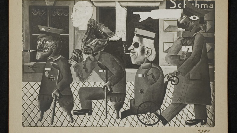 Dix’ Gemälde „Kriegskrüppel“ (1920) gilt als verschollen. Hier eine historische Bildpostkarte.