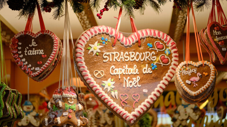 Lebkuchen mit der Aufschrift "Straßburg, die Weihnachtshauptstadt"