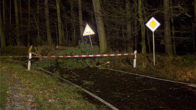 Die Straße zwischen Rothnaußlitz und Neu-Spittwitz ist komplett gesperrt - wegen umgestürzter Bäume.