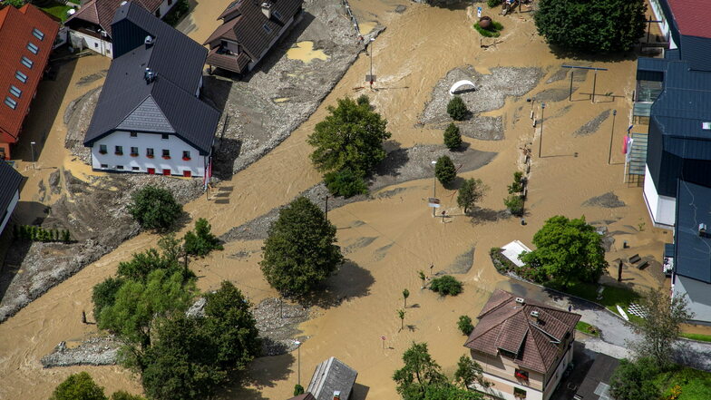 Ein überschwemmtes Gebiet in Slowenien.