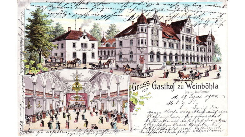 Eine Postkarte zeigt den Zentralgasthof im Jahr 1900.