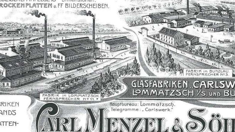 Die Glasindustrie hat in Lommatzsch eine lange Tradition. Carl Menzel hatte ein Glaswerk aufgebaut.