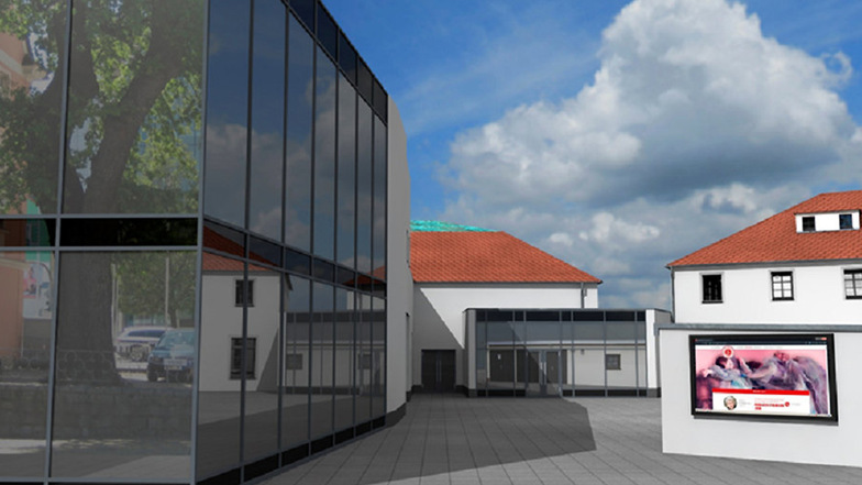 In diesen Neubau am Sorbischen National-Ensemble in Bautzen sollen unter anderem Ballettsaal und Chorräume einziehen.