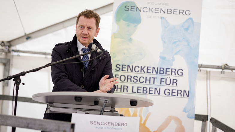 Ein neues Projekt der Senckenberg-Forscher beschäftigt sich mit der Pandemie-Vorsorge. Das Foto zeigt den Ministerpräsidenten beim Spatenstich für das neue Senckenberg-Forschungsinstitut in Görlitz.