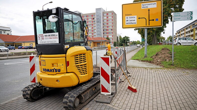 Auf der Berliner Straße wird schon gebaut, ab Montag, 23. August, ist die Straße gesperrt.