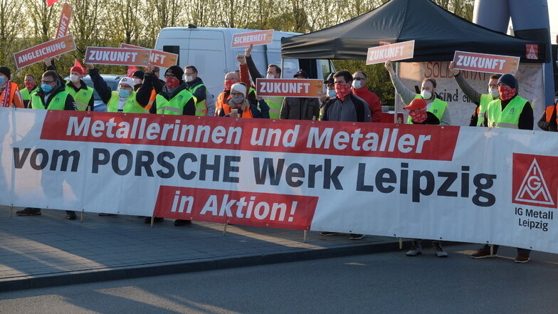 Warnstreik im Leipziger Porsche-Werk