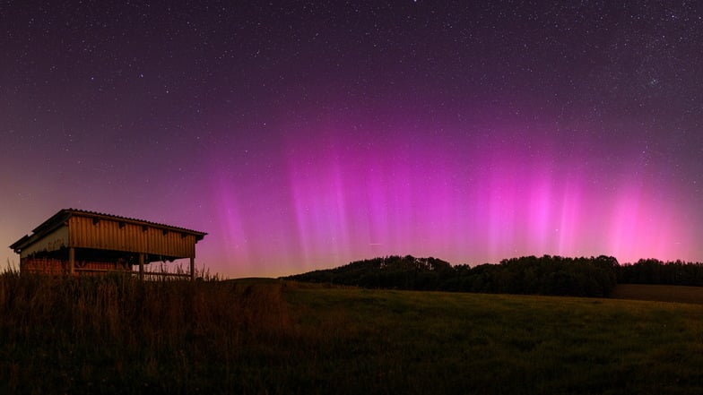 SZ-Leser Robin Wolframm hat in Krumhermsdorf Polarlichter einfangen können.