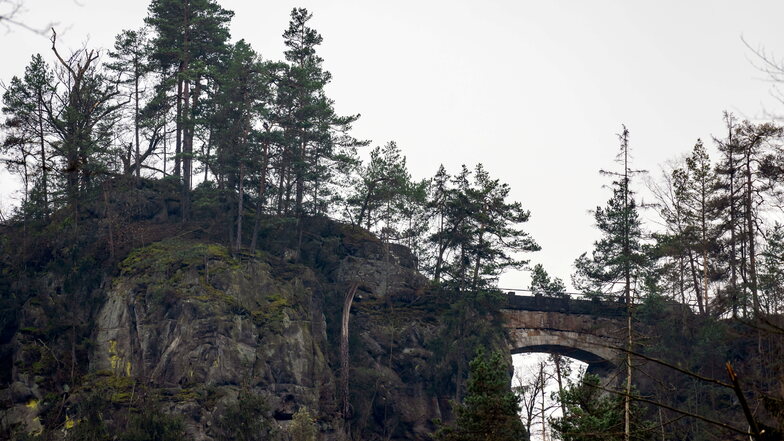 Historische Steinbrücke im Polenztal aufgetaucht