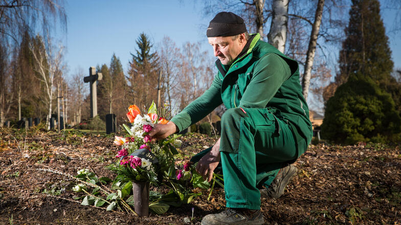 Der neu geschaffene Grabhügel in Cotta wird bereits für Bestattungen genutzt. Im Frühjahr will Friedhofsverwalter Hartmut Schneider weitere Birken pflanzen, um den Charakter der Lichtung mit grünem Blätterdach zu verstärken. Anders als bei reinen Baumbest