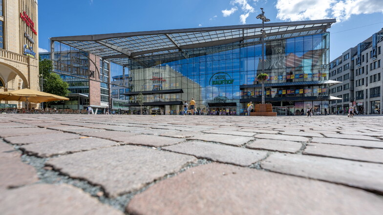 Blick auf das Galeria-Warenhaus am Markt in Chemnitz: Hier ist nun Schluss.