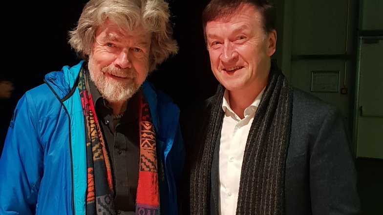Reinhold Messner und Reinhart Keßner trafen sich im Vorfeld des Vortrages "Weltberge".