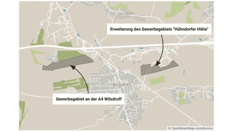 Zwei neue Gewerbeflächen sollen in Wilsdruff entstehen. Ein neues Gebiet soll direkt an der A4 ausgewiesen werden. Bei der anderen Fläche handelt es sich um eine Erweiterung.