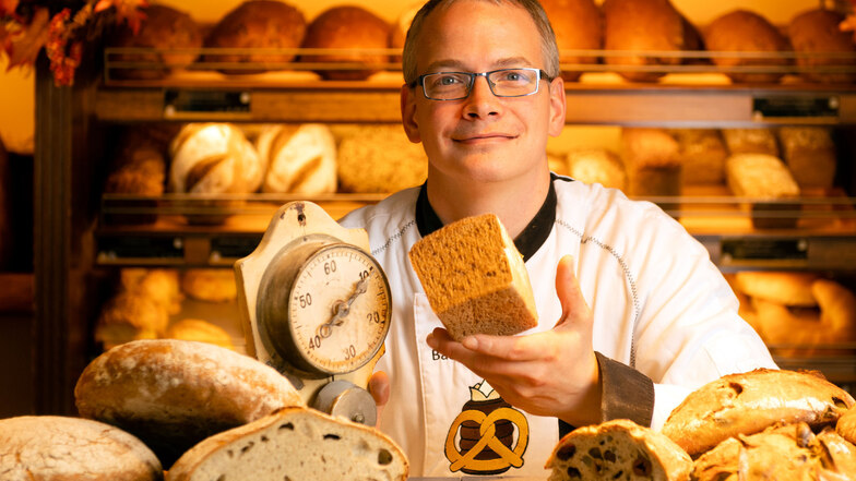 Marlon Gnauck in seiner Bäckerei in Ottendorf-Okrilla