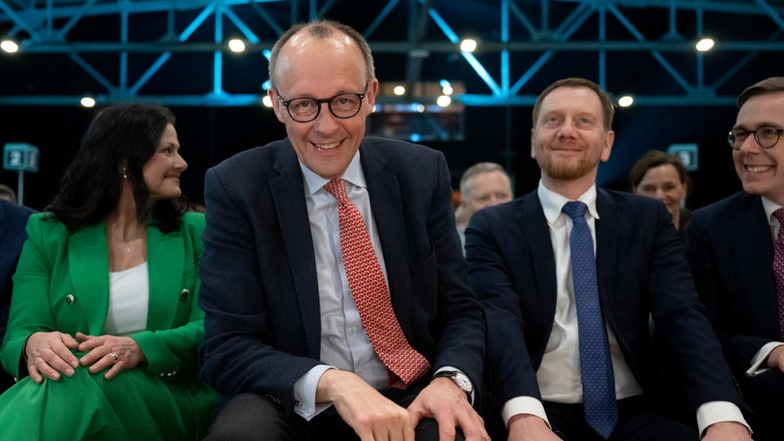 CDU-Chef Merz blickt optimistisch auf die Landtagswahl in Sachsen