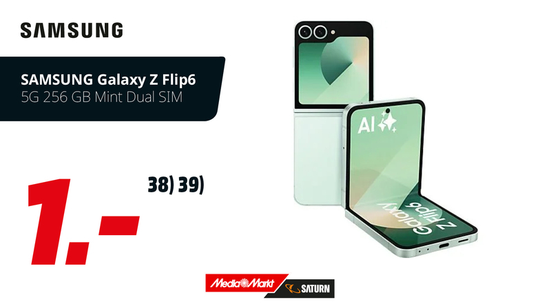 Mit dem Samsung Galaxy Z Flip 6 bist du immer stylish unterwegs! Dieses faltbare Smartphone kombiniert modernes Design mit innovativer Technologie und bietet dir ein einzigartiges Benutzererlebnis. Erlebe das Galaxy Z Flip 6 in der Farbe Mint – oder wähle