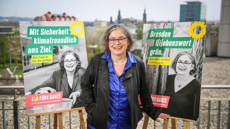 An 2.000 Plakat-Standorten wird Eva Jähnigen für ihre Kernforderungen werben.
