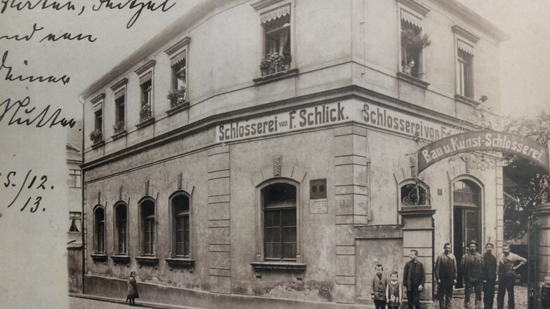Die Bau- und Kunst-Schlosserei Schlick im Jahr 1913. 