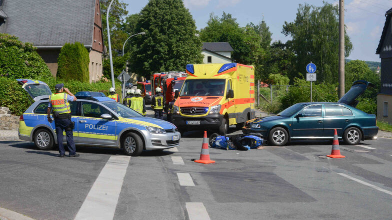 Der Unfallort in Seifhennersdorf.