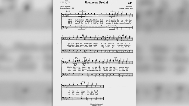 Die ursprüngliche Fassung der im Herbst 1921 zur Stadtgründung von Johannes Lange komponierten „Hymne an Freital“.