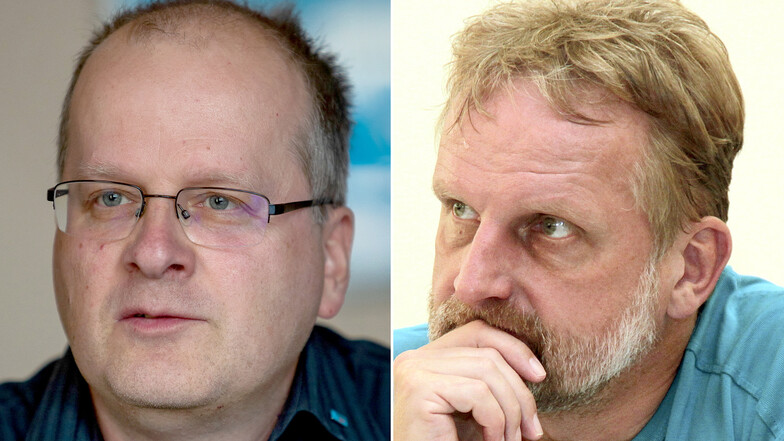 Michael Zscherper (li.) und Torsten Heger wechseln im Freitaler Stadtrat zur Konservativen Mitte.
