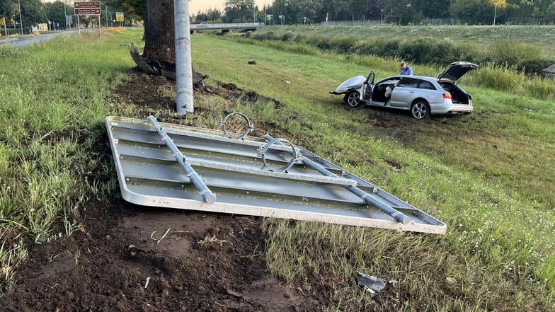 Auf dem Elster-Vorland in Hoyerswerda endete die Fahrt des in Zwickau gestohlenen Audi S6.