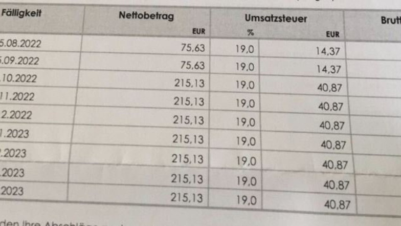 Für viele Gas-Kunden in Sachsen wird es ab Oktober sehr viel teurer. Das Beispiel zeigt Vorauszahlungen an den Anbieter Eins Energie. Foto: privat