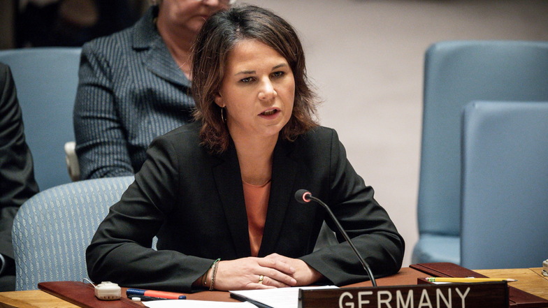 Annalena Baerbock (Bündnis90/Die Grünen), Außenministerin von Deutschland, spricht in der Sitzung des Sicherheitsrats der Vereinten Nationen.