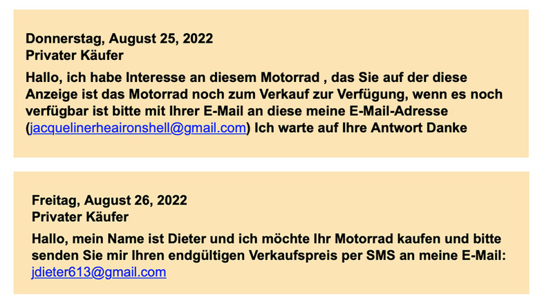 Mutmaßlicher mobile.de-Scam: "Bitte senden Sie mir Ihren endgültigen Verkaufspreis per SMS (sic!) an meine E-Mail (...).