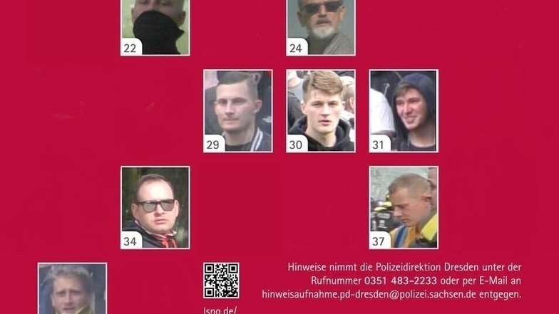 Polizei und Staatsanwaltschaft fahnden nach 20 weiteren Männern, die bei der Aufstiegsfeier von Dynamo Dresden Mitte Mai randaliert haben sollen.