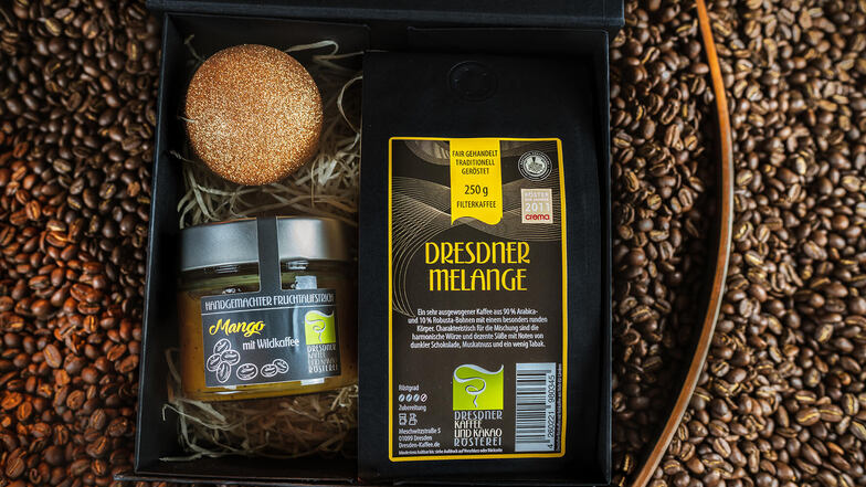 Dresdner Melange Filterkaffee und Fruchtaufstrich Mango mit Wildkaffee