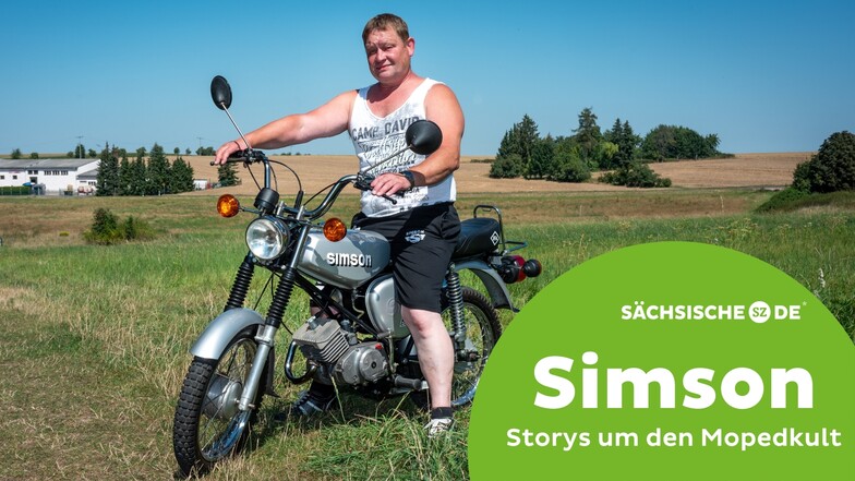 Tommy Deglau hat die Simson S 51 Enduro seines Großvaters neu aufgebaut. Mit dem 41 Jahre alten Moped fährt er gern zu Treffen - am Sonnabend zum ersten Mal in Döbeln.