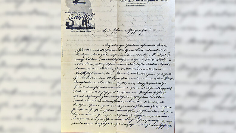 Der wohl letzte Brief an die Familie vom 10. Dezember: Karl schreibt nachdenklich aus Amsterdam-Schiphol von den Flügen über den Ärmelkanal nach London. Foto: Egbert Kamprath