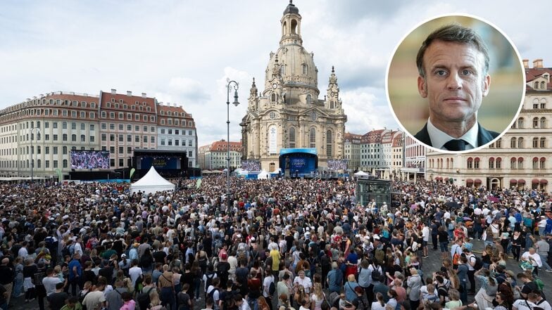 Mindestens 15.000 Menschen, davon die meisten Jugendliche, feierten am Montag auf dem Neumarkt in Dresden die "Fête de l’Europe".