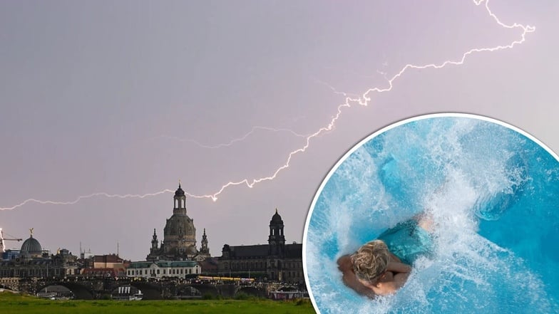 Gewitterstimmung oder Badewetter: Die Sommerferien waren in Dresden bisher wenig beständig.