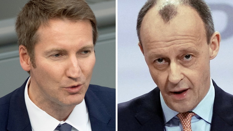 Patrick Sensburg (l) und Friedrich Merz (r) wollen beide für die CDU im Hochsauerlandkreis als Bundestagskandidaten antreten. Am 17. April stimmen 480 Delegierte in Arnsberg ab.