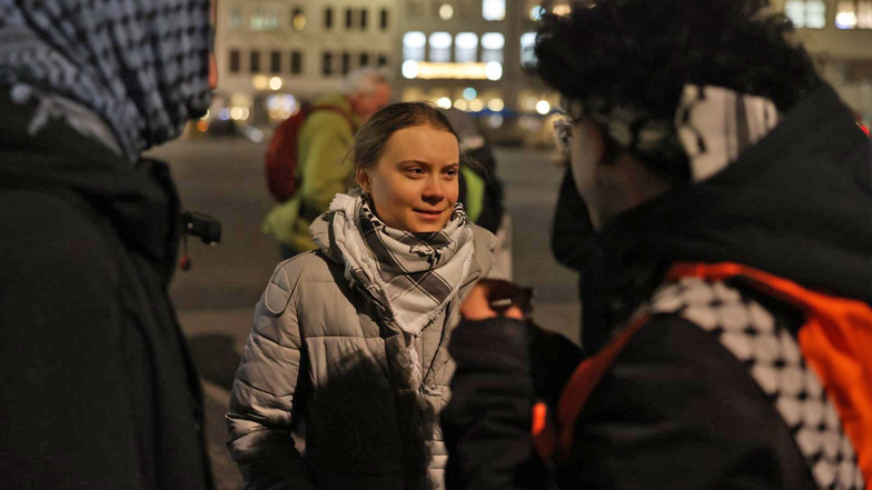 Greta Thunberg unterstützte einen pro-palästinensischen Protest in Leipzig am Mittwoch.