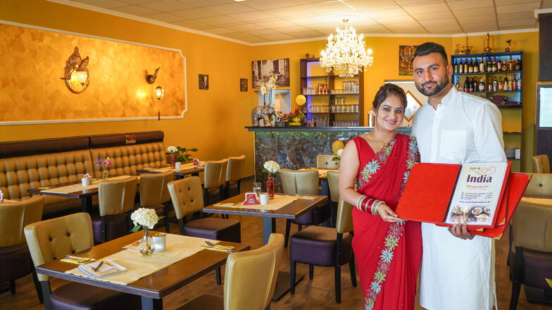 Singh Rajbir und seine Frau Kaur Anjanpreet freuen sich auf Gäste im neuen Lokal "Taste of India" im Bautzener Stadtteil Gesundbrunnen.
