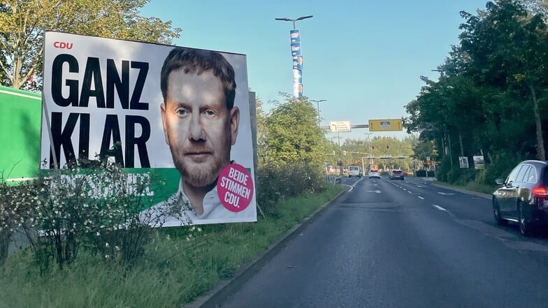 Plakatierte Straßen wie hier in Dresden zeigen deutlich: Bis zur Landtagswahl am 1. September ist es nicht mehr lange.