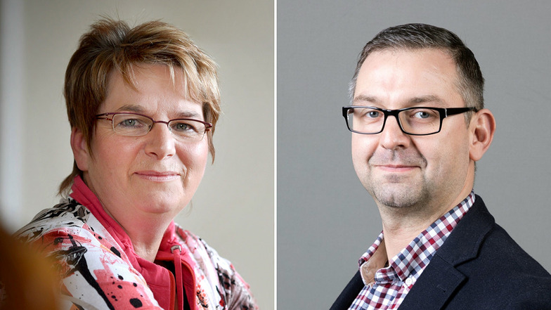 Seifhennersdorfs Ex-Bürgermeisterin Karin Berndt und Ordnungsamtsleiter und Lokalpolitiker Jens Hentschel-Thöricht - das Tischtuch ist zerschnitten.